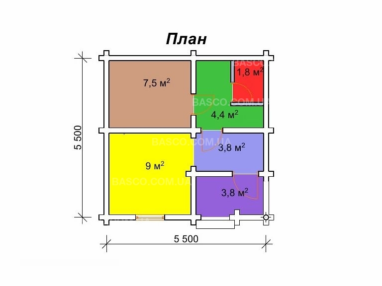 Баня из профилированного бруса под ключ 5,5 на 5,5 м — «Персия»
