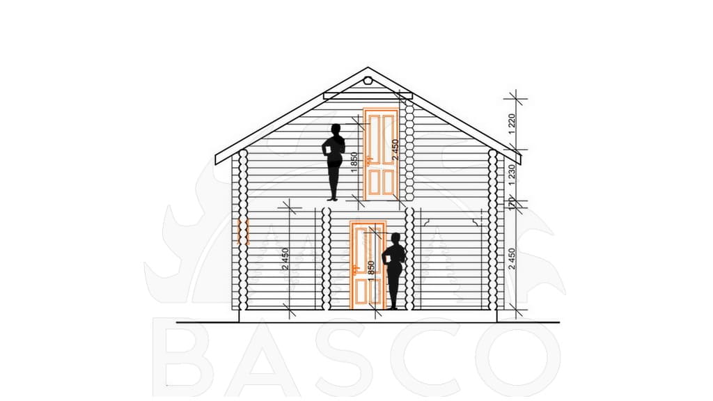 Дом деревянный 6х8 м с мансардой — «Адель» — План в разрезе