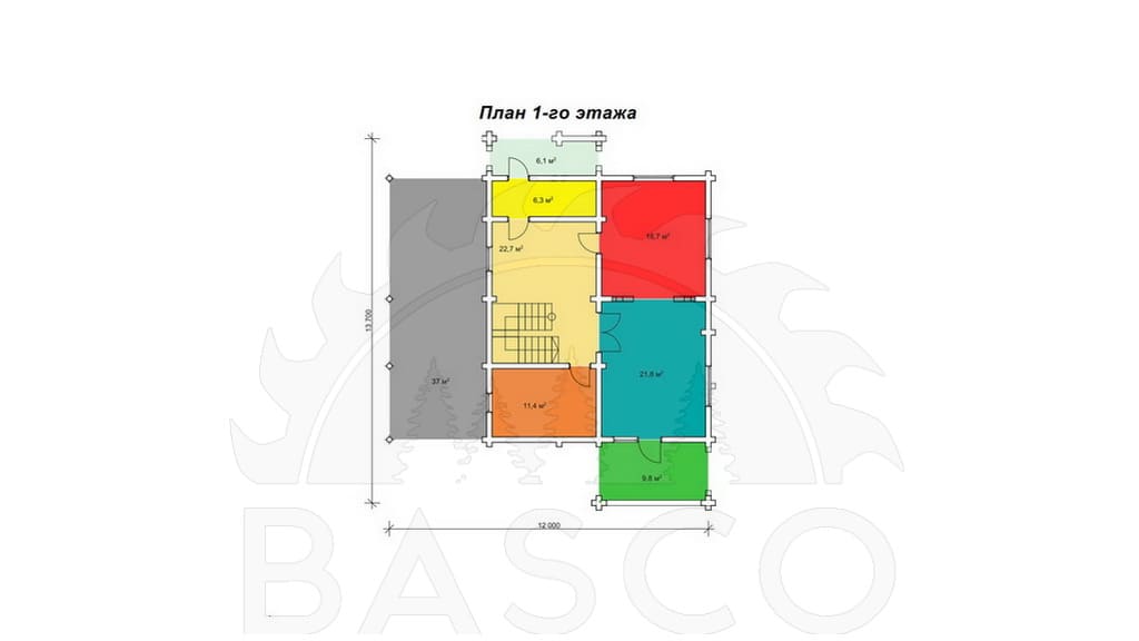 Быстровозводимый дом «Бикар» — План 1-го этажа
