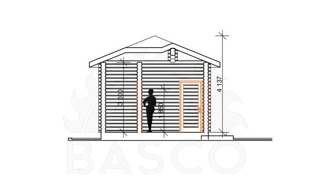 Деревянный дом 4,4х9 м с фото — «Бостон» — План в разрезе