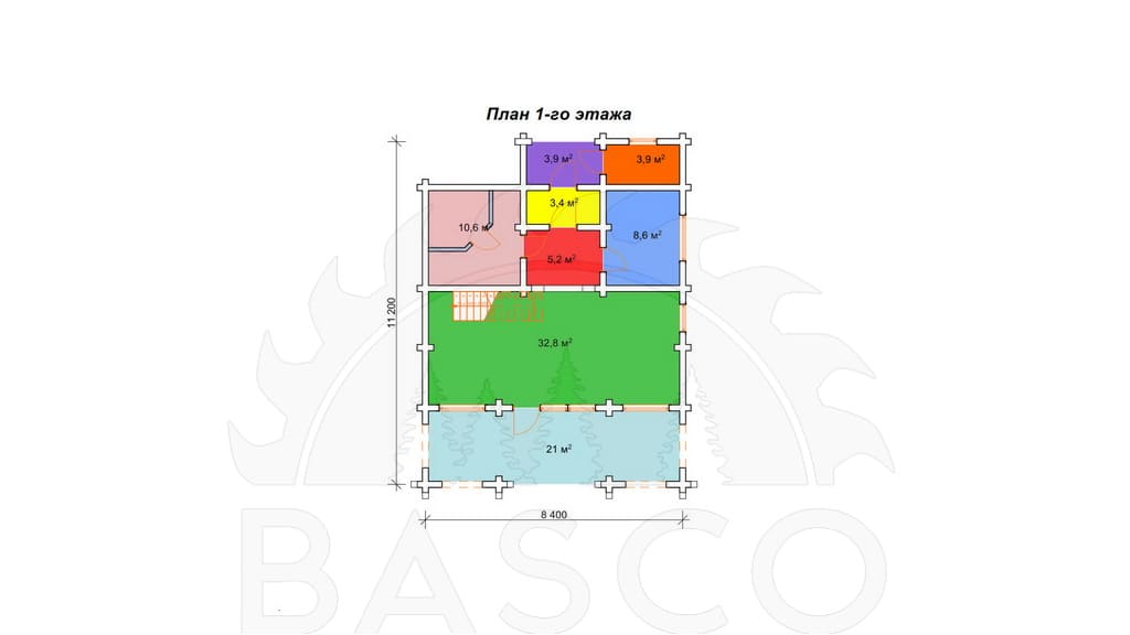 Брусовый дачный домик — «Фазенда» — План 1-го этажа