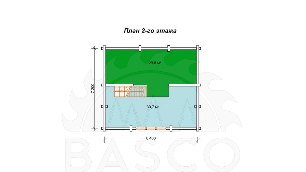 Брусовый дачный домик — «Фазенда» — План 2-го этажа