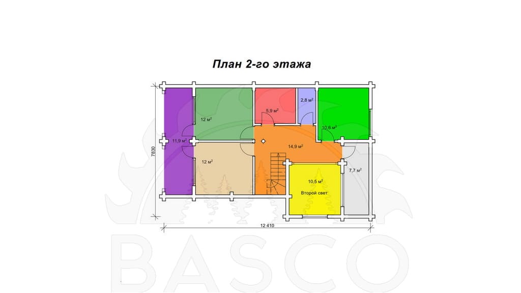 Деревянный коттедж — «Фортуна» — План 2-го этажа