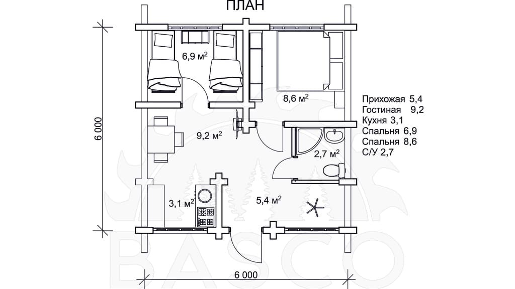 Одноэтажный дом — «Лекид1» — План 1-го этажа