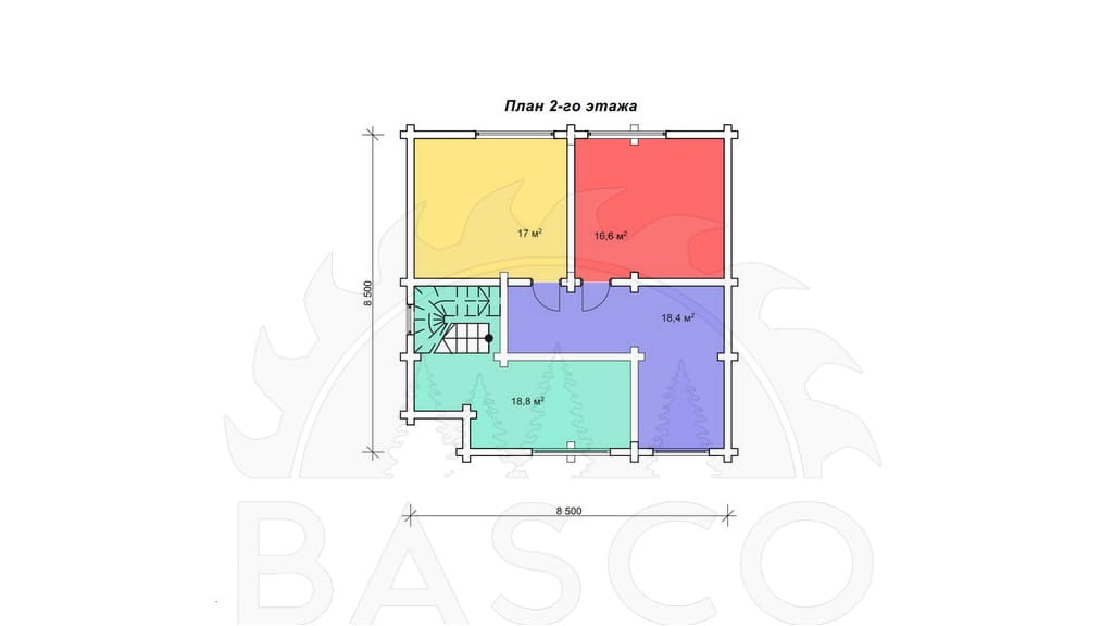 Двухэтажный коттедж — «Родос» — План 2-го этажа